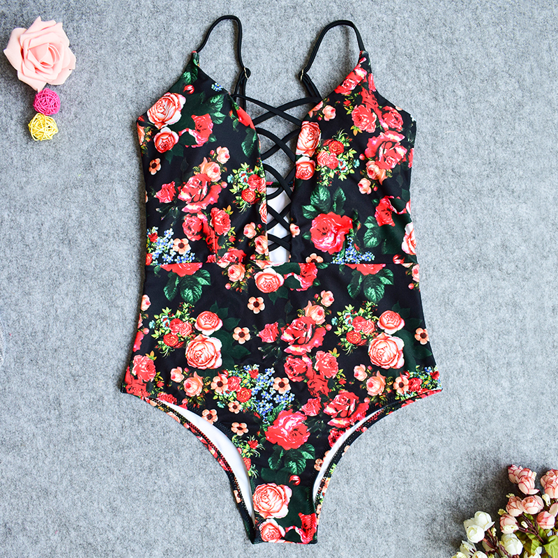 2021 floral rose pattern swimware