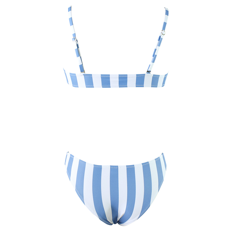 Blue and white striped Triangle Bikini