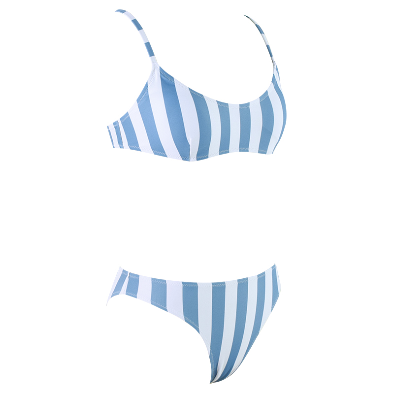 Blue and white striped Triangle Bikini