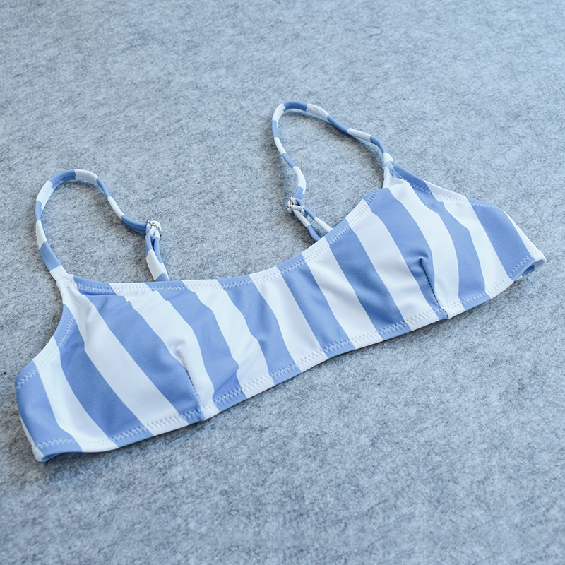 Blue and white striped Triangle Bikini