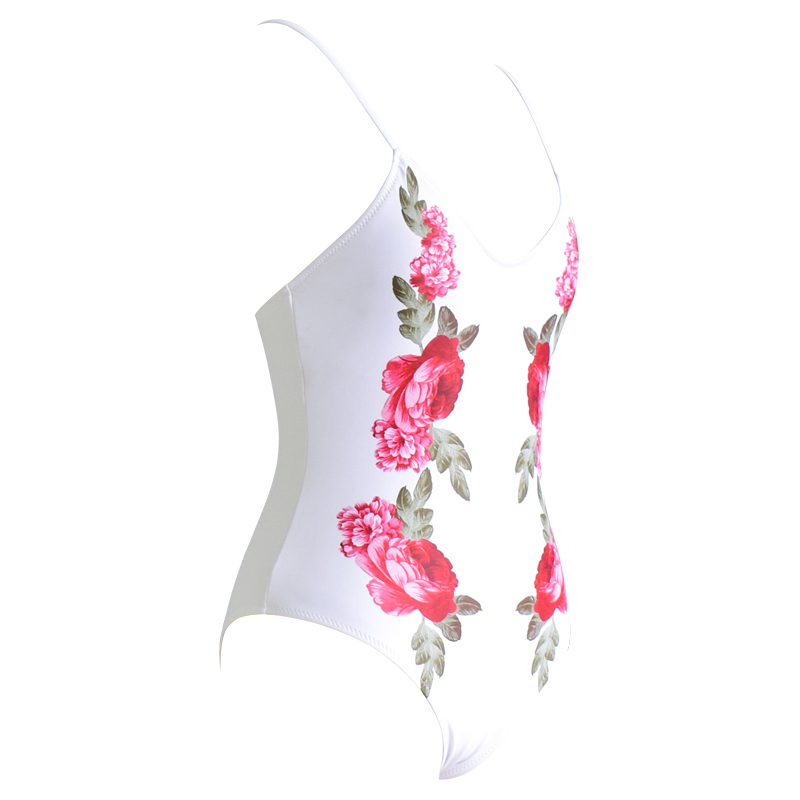 White background safflower women's Bikini