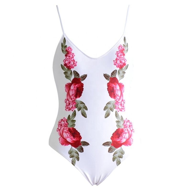 White background safflower women's Bikini