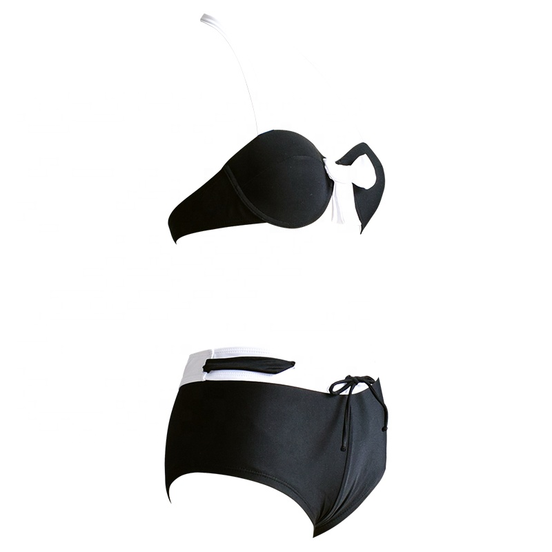 black bowknot sexy triangle swim trunk backless bikini.jpg