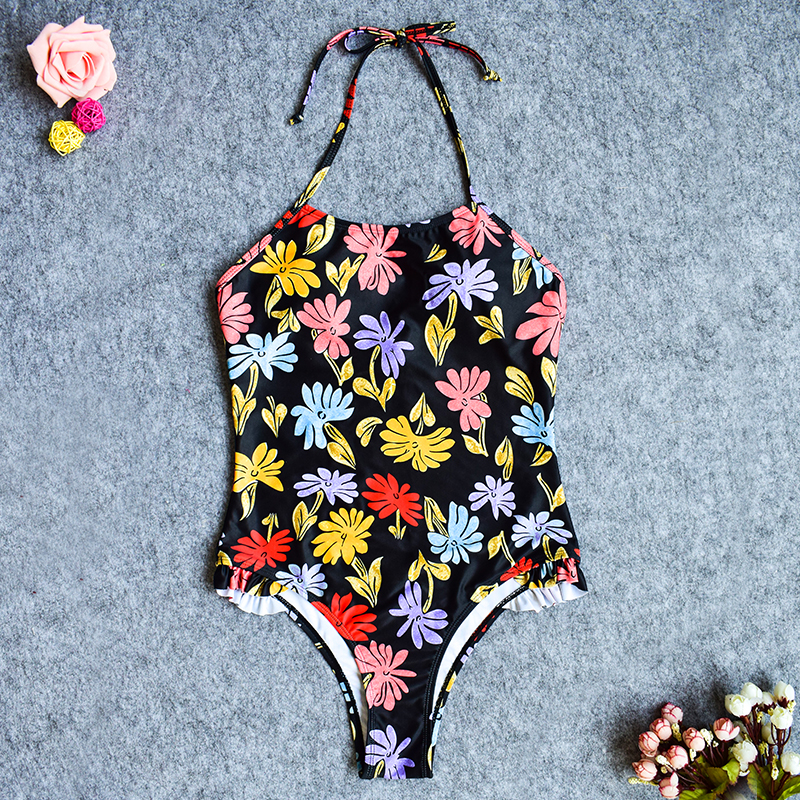 printing halter neck bikini