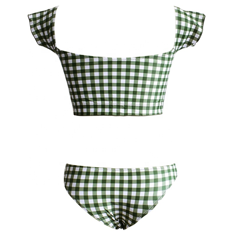 green checkered vest women bikini