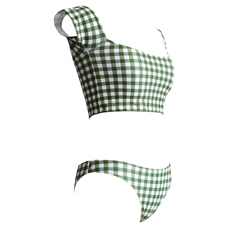 green checkered vest women bikini