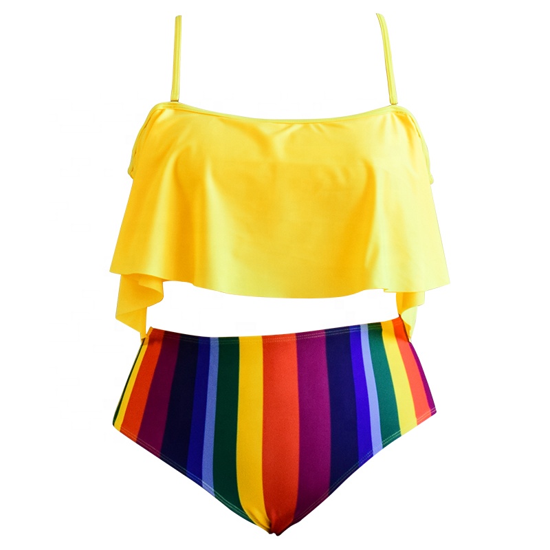 summer rainbow two piece swimsuit