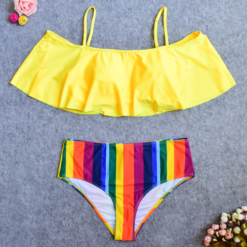 summer rainbow two piece swimsuit