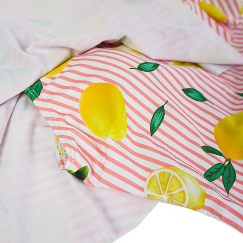 ruched stripe lemon fruit bikini