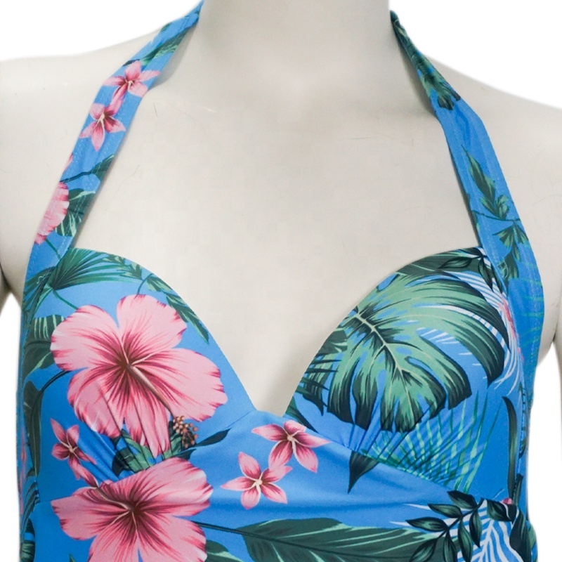 blue beach printing bikini suit