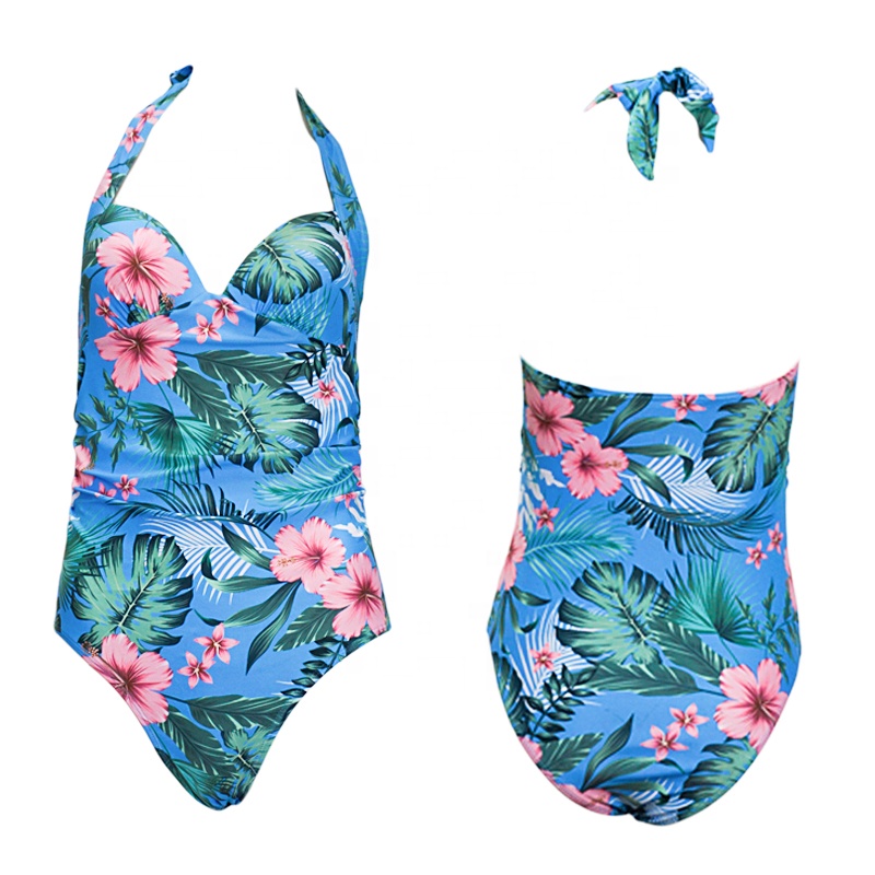 blue beach printing bikini suit