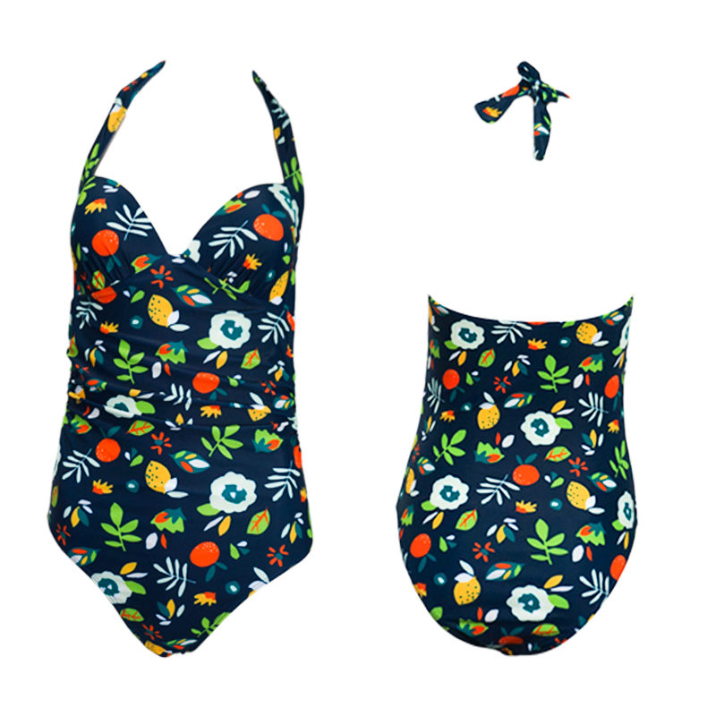 colorful printing halter women bikini