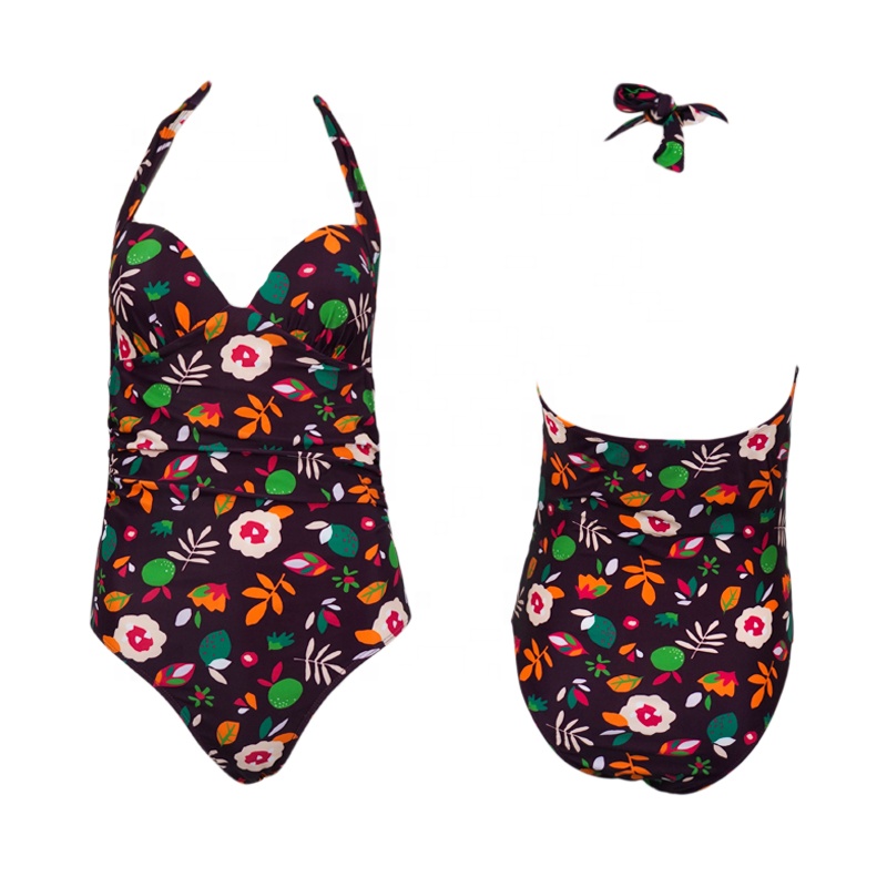 colorful printing halter women bikini