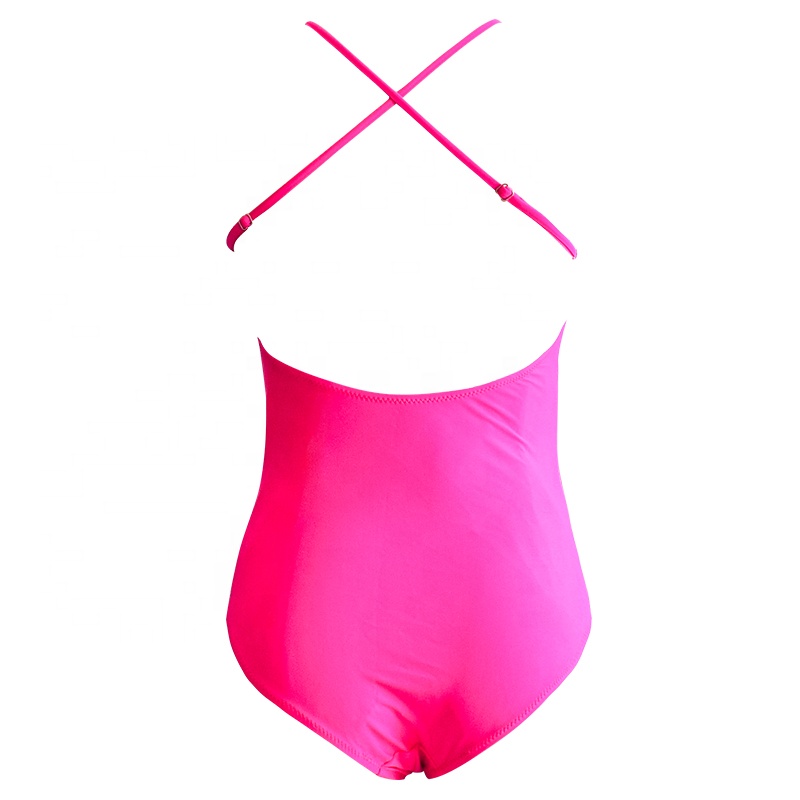 pink hollow out backless bathing suit