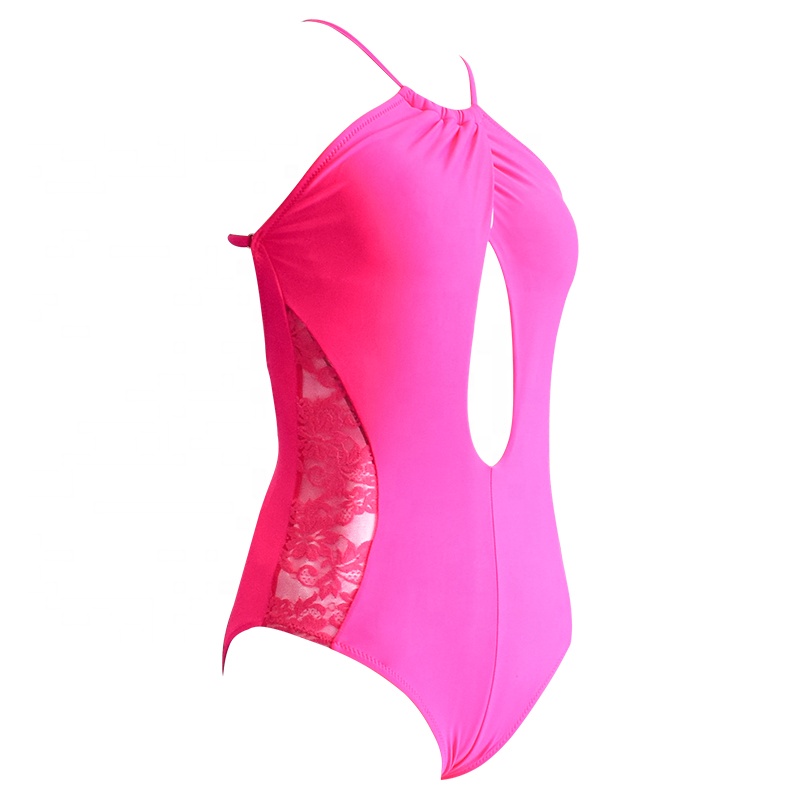 pink hollow out backless bathing suit