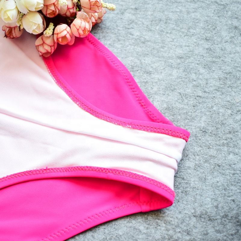 pink hollow out backless bathing suit