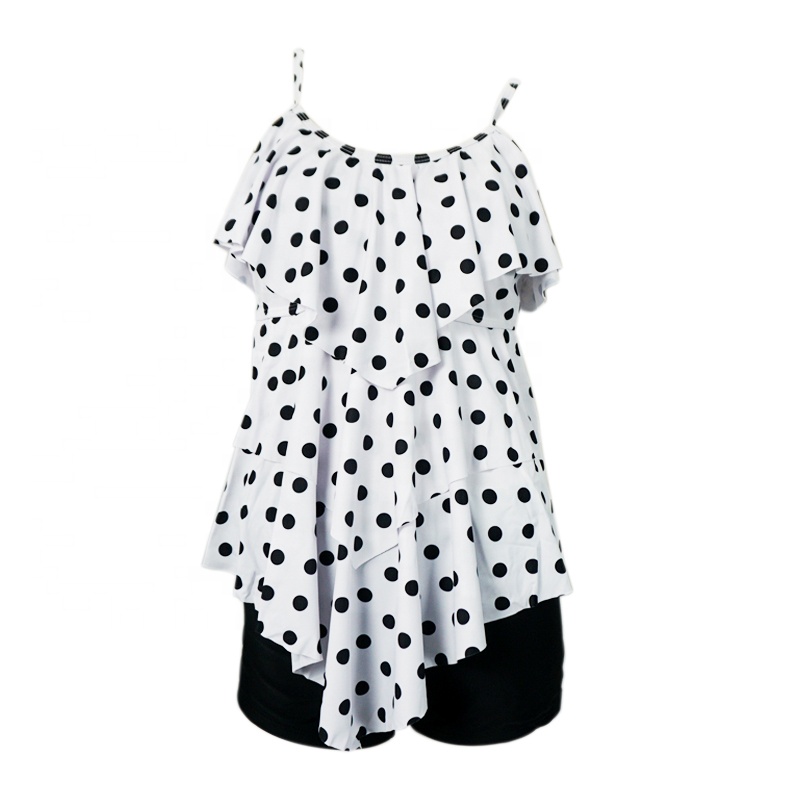 black polka dotted design bathing suit