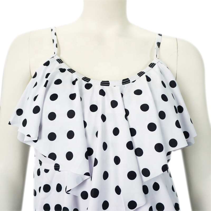 black polka dotted design bathing suit