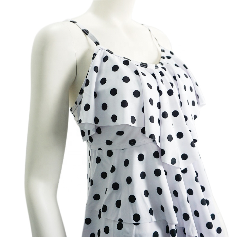 black polka dotted design bathing suit