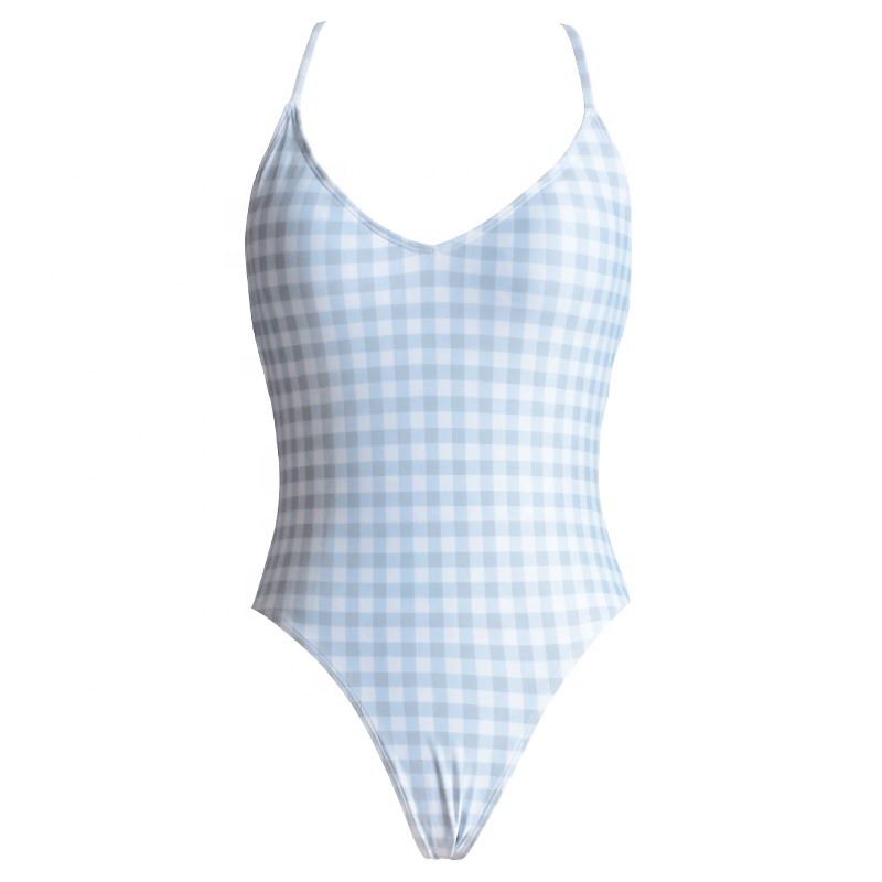 checkered backless bathing suit