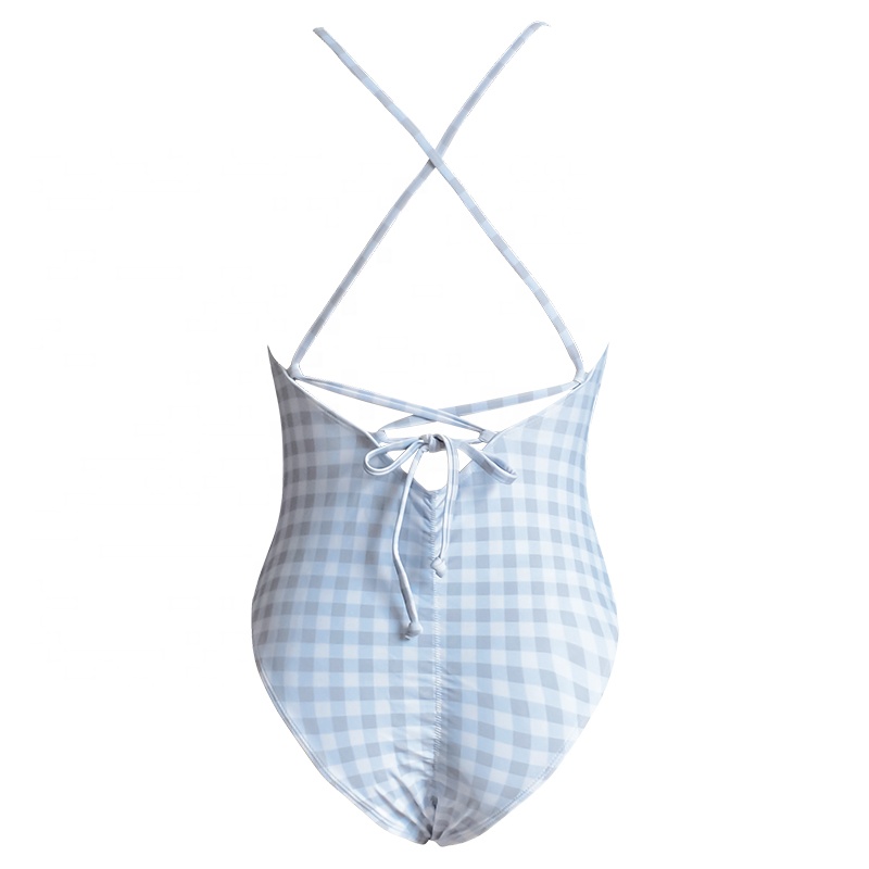 checkered backless bathing suit