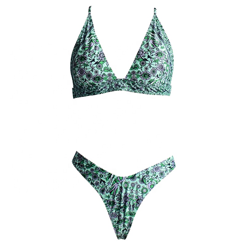 green printing sexy swimwear