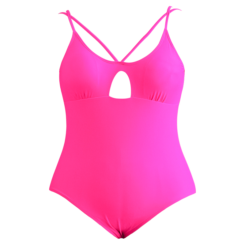 solid pink one piece hollow out bikini.jpg