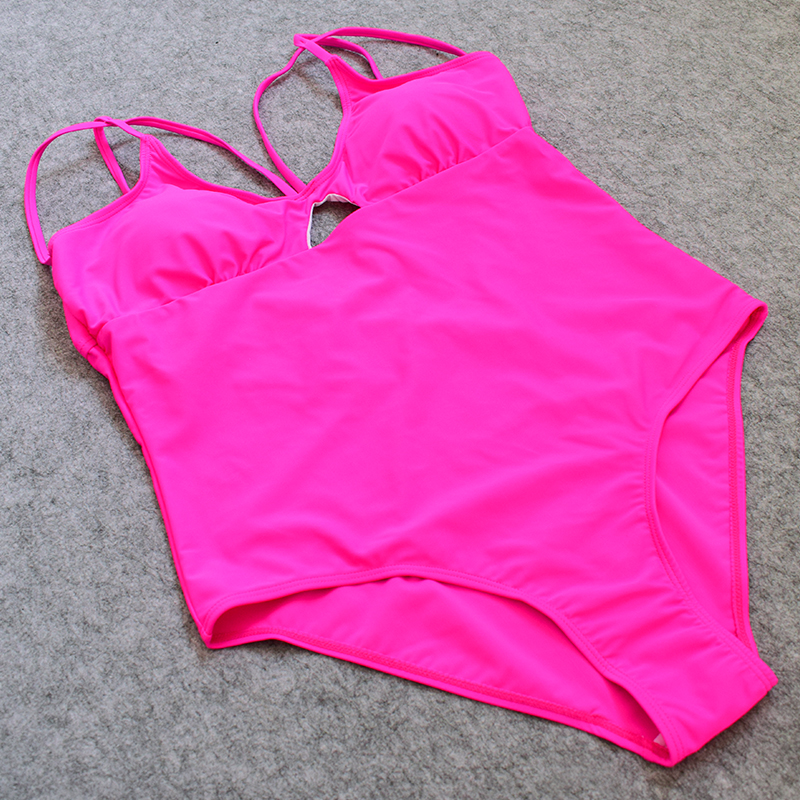 solid pink one piece swimsuit