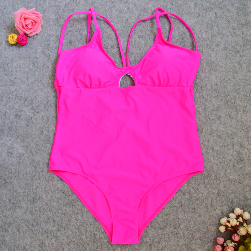 solid pink one piece swimsuit