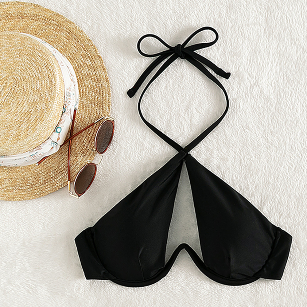 2022 solid black swimsuit