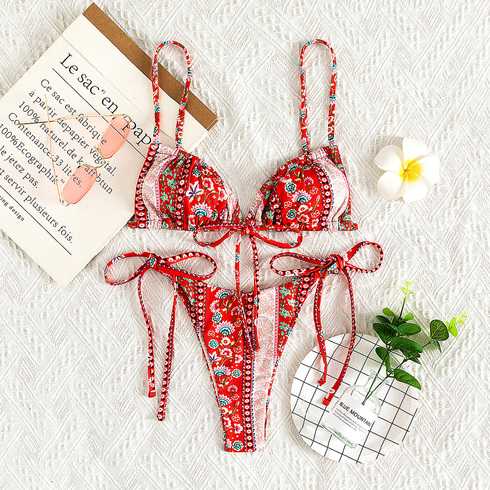 summer floral printing sexy bikini