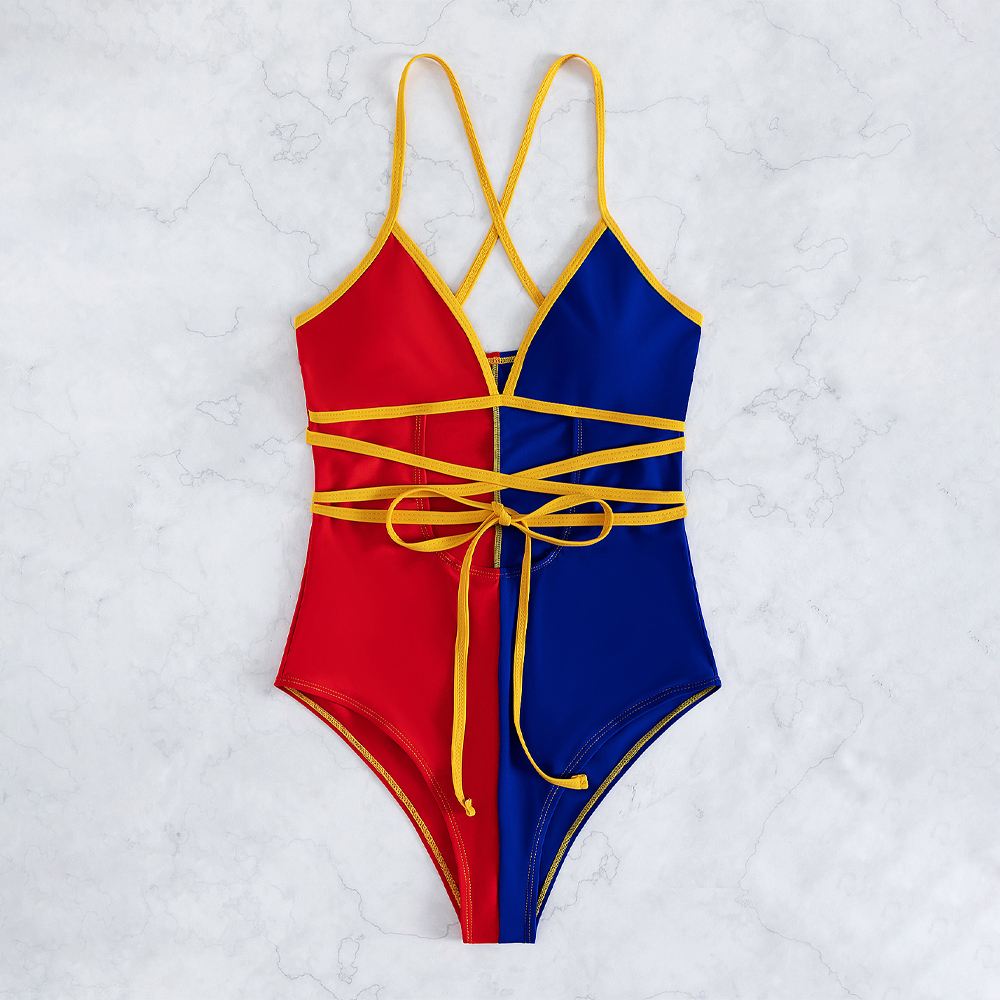 sexy color block women swimsuit