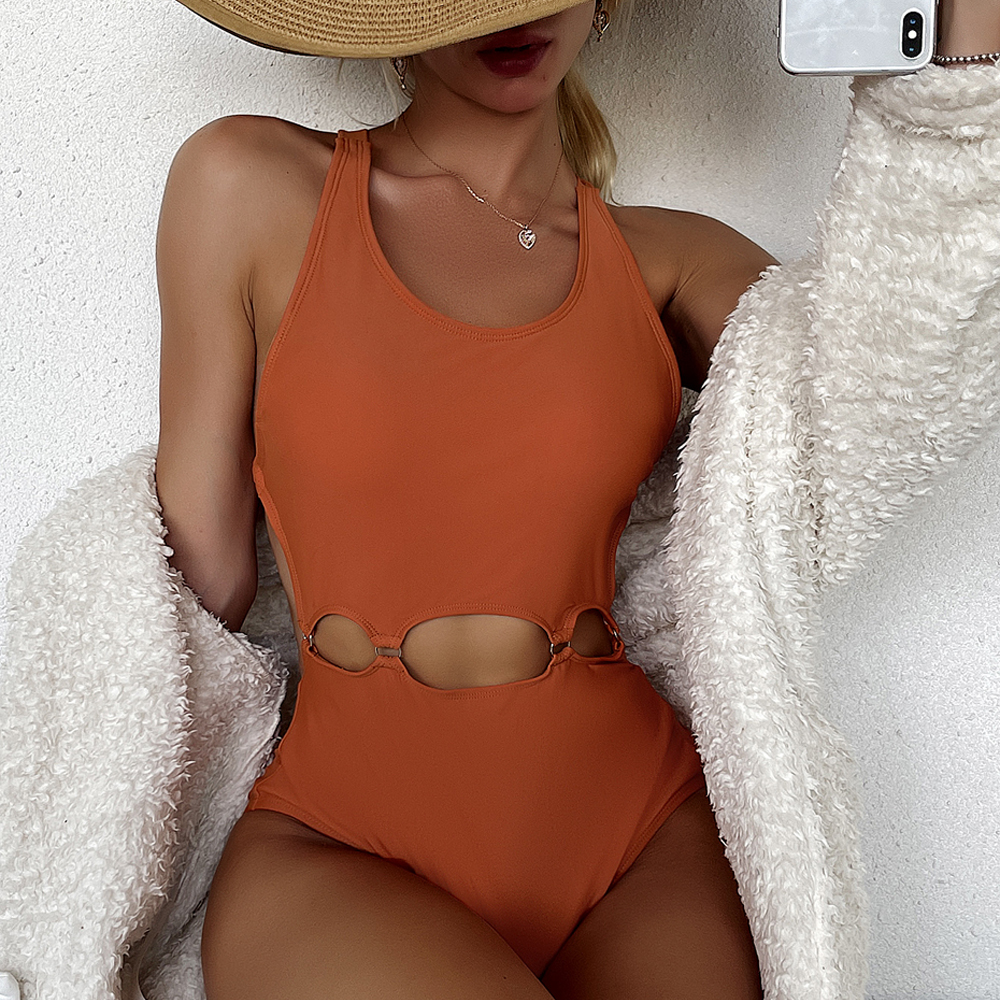 simple solid color women swimsuit