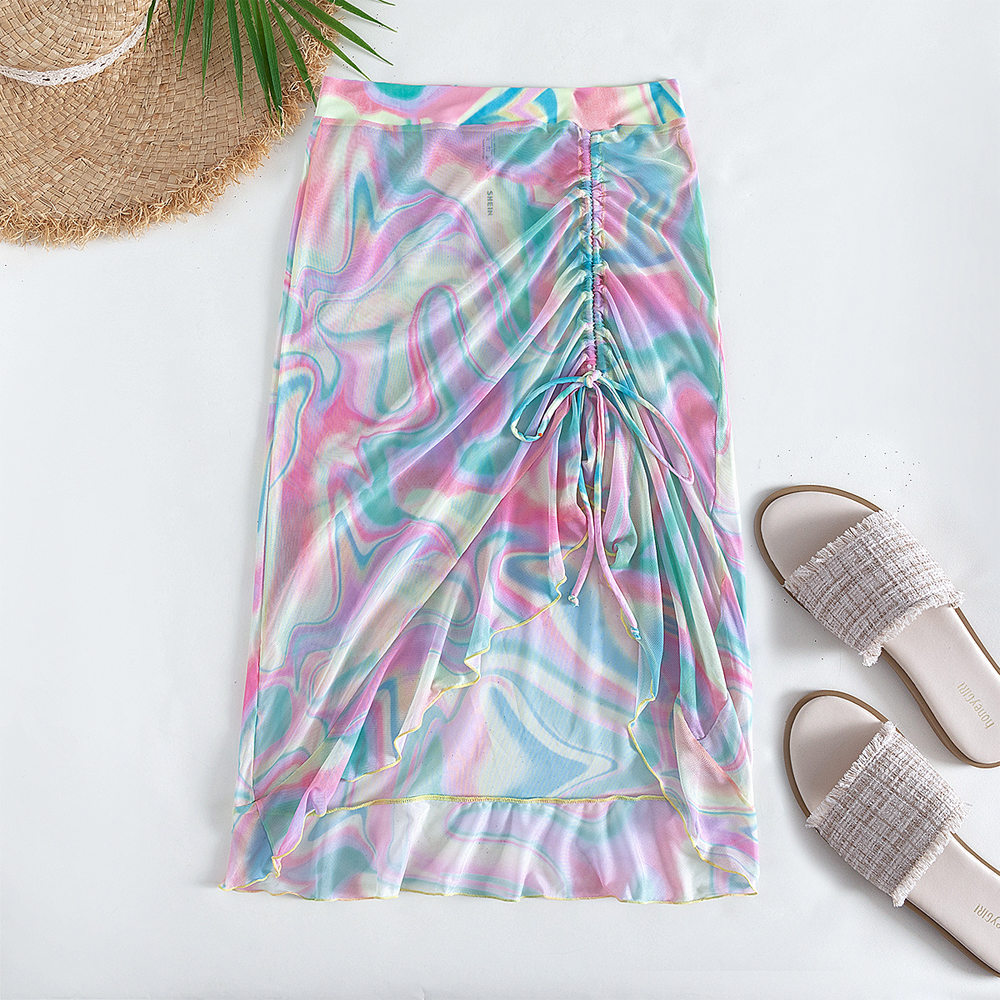 tie dye ruched beach women wrap skirt