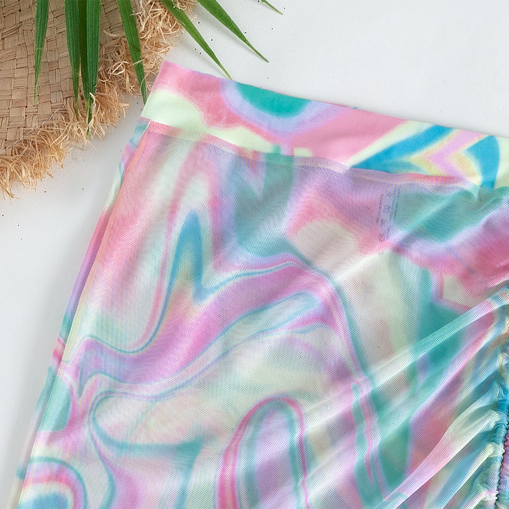 tie dye ruched beach women wrap skirt