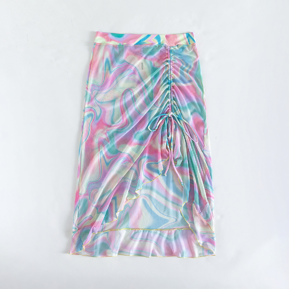 tie dye ruched beach women wrap skirt