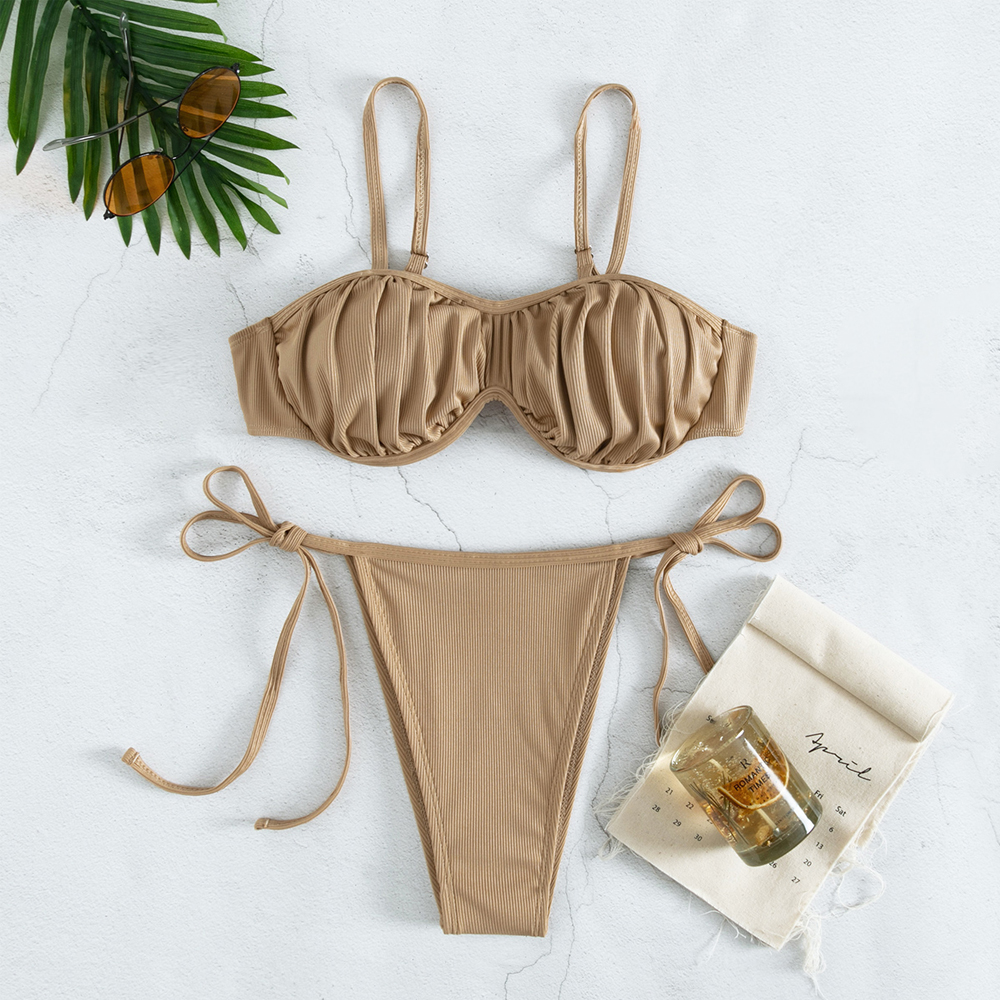 Solid Color  Women Bikini Set