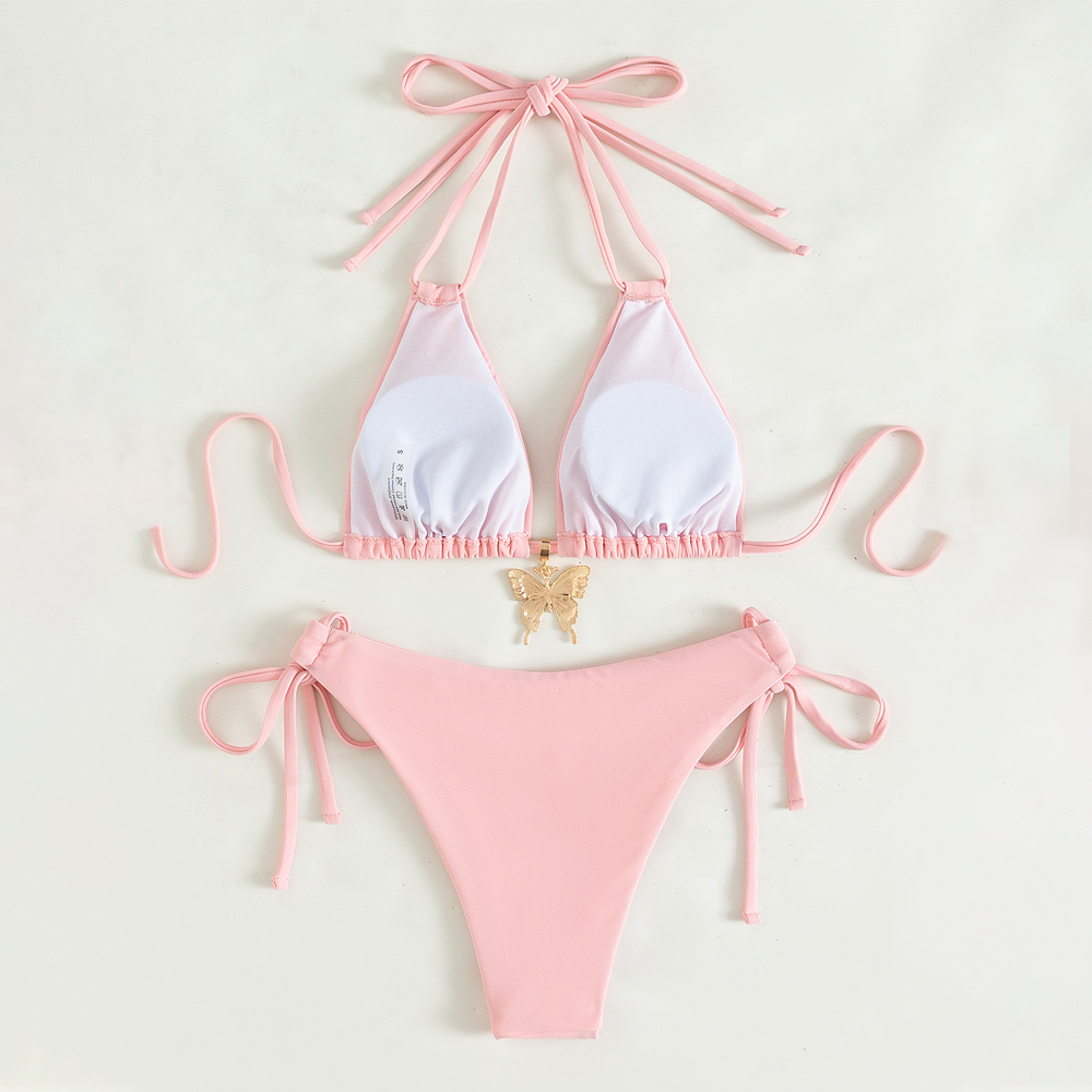 Solid Color Triangle Sexy Bikini Set