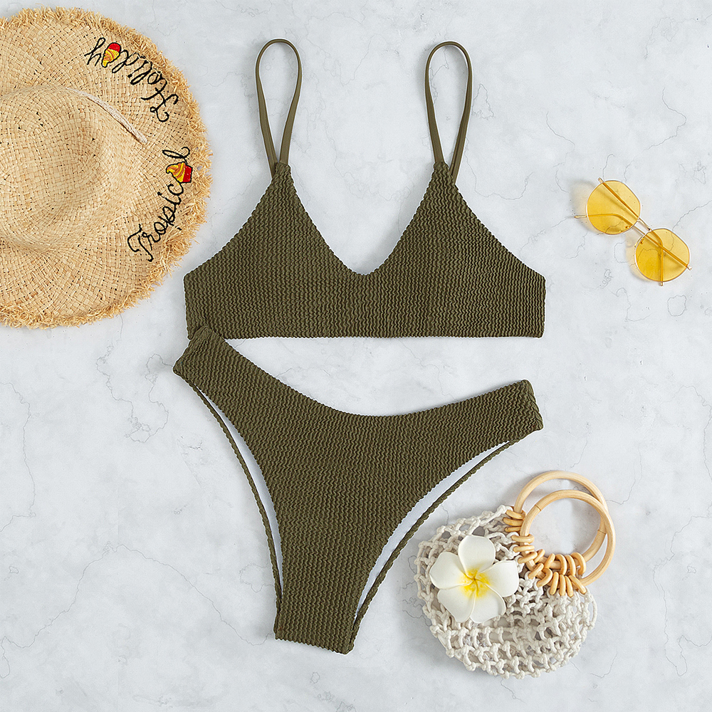 Ruched Triangle  Bikini Set