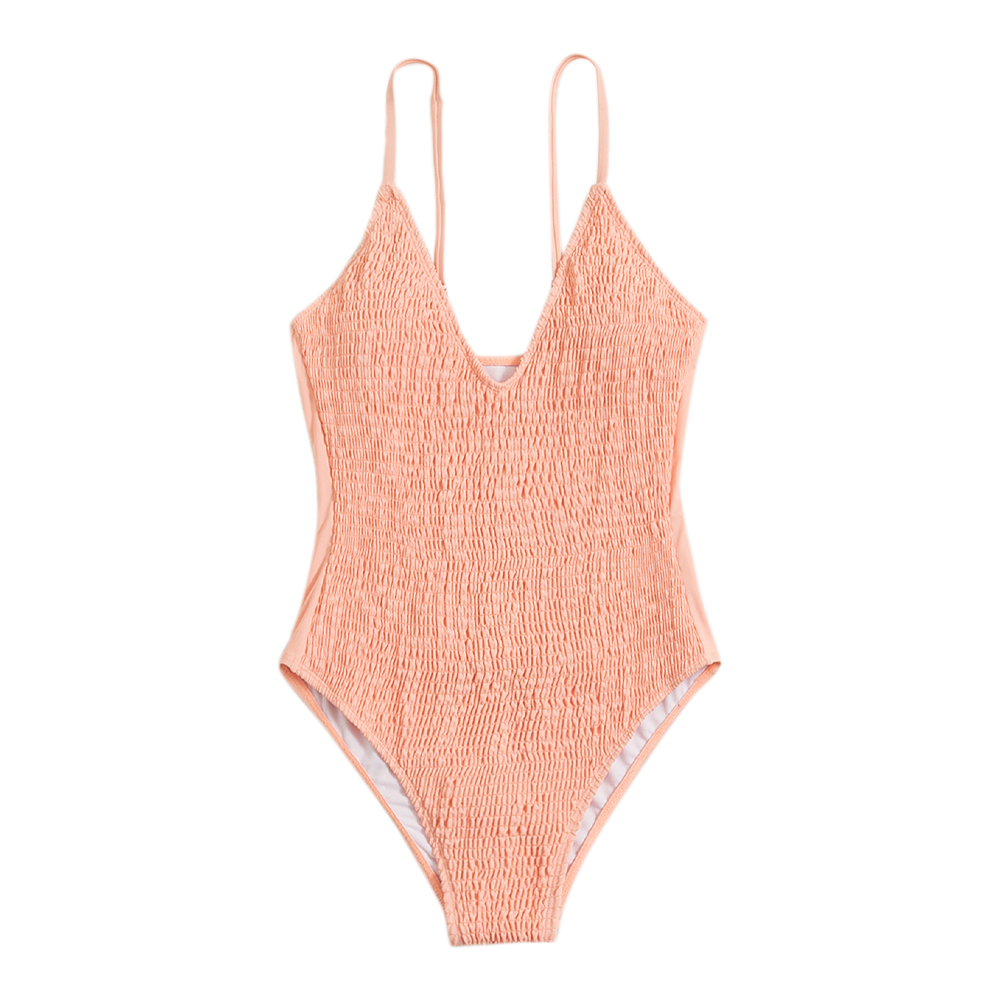 Solid Color Ruched Swimsuit