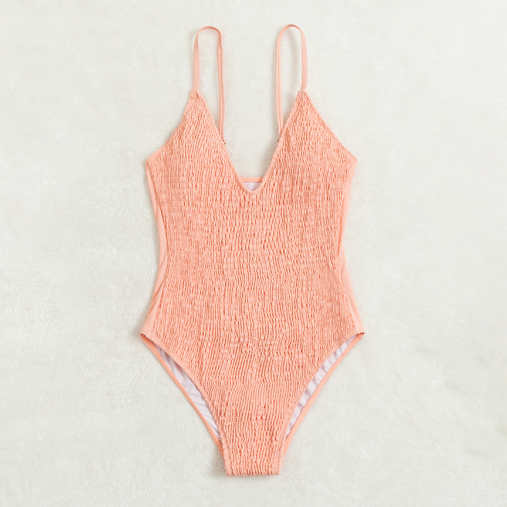 Solid Color Ruched Swimsuit