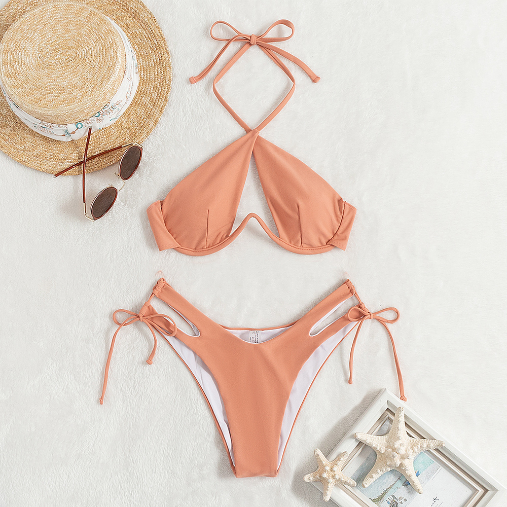 Sexy Halter Hollow Out Bikini Set