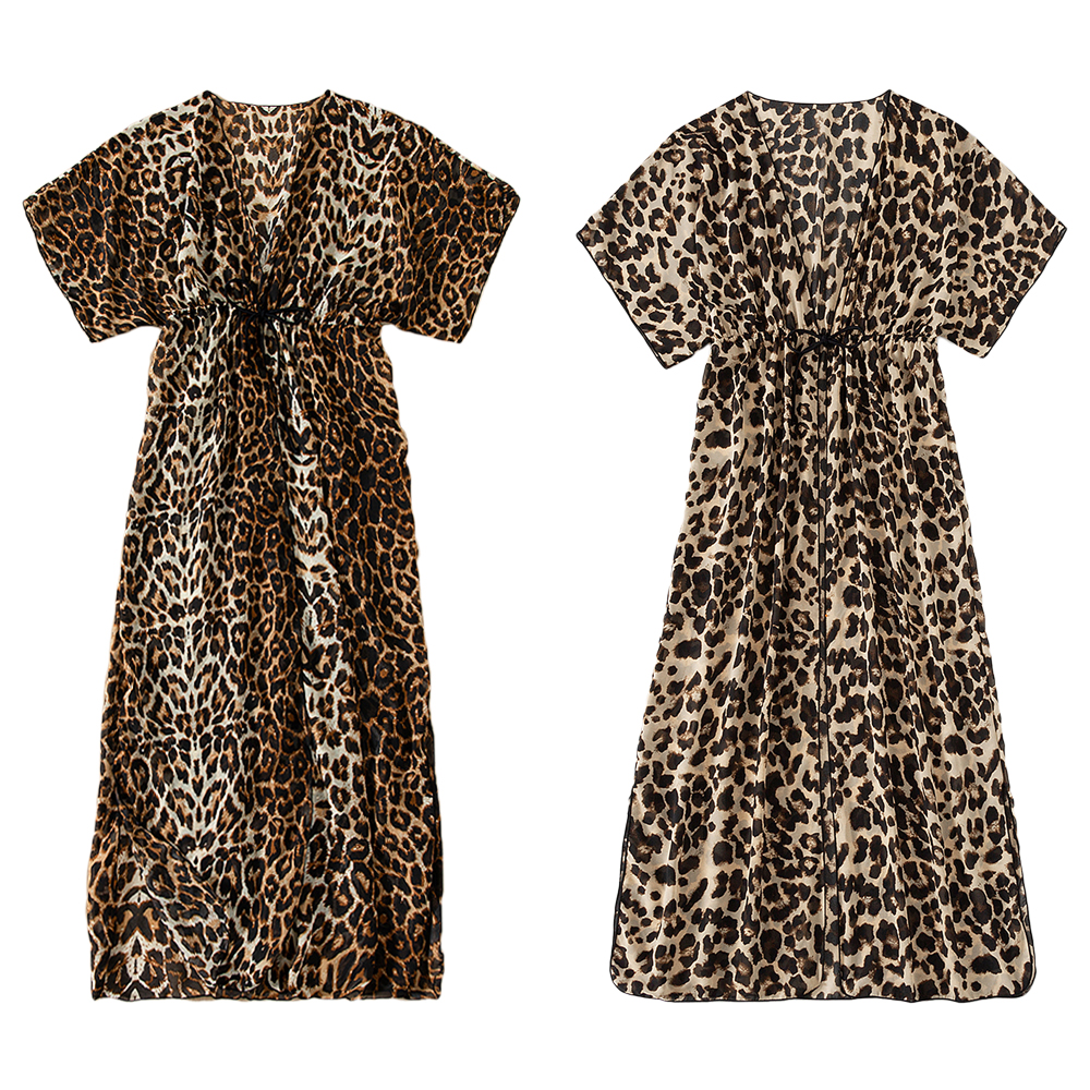 leopard pattern women beach cover up