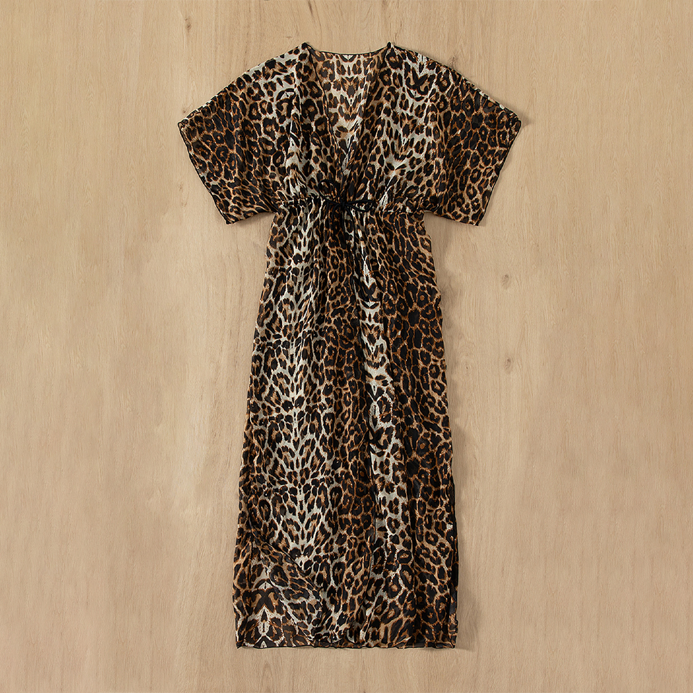 leopard pattern women beach cover up