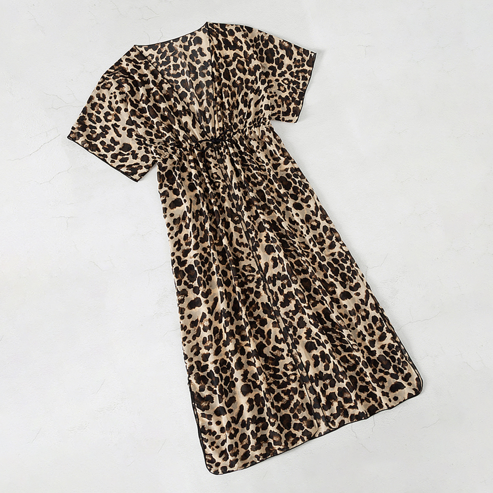 leopard pattern women beach cover up