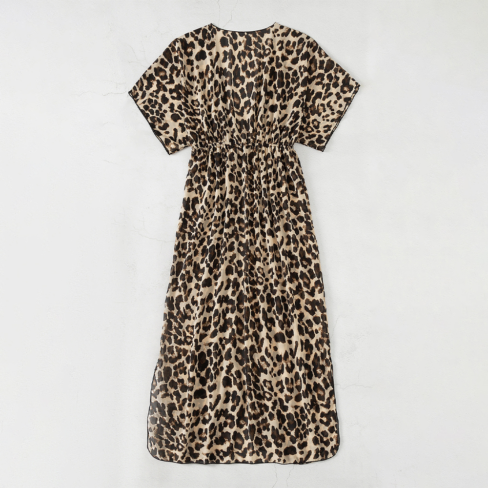 leopard pattern women beach cover up