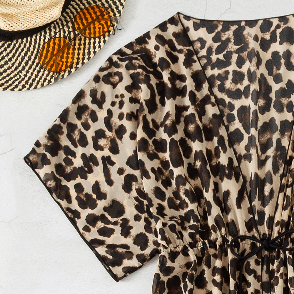 leopard pattern women beach cover up