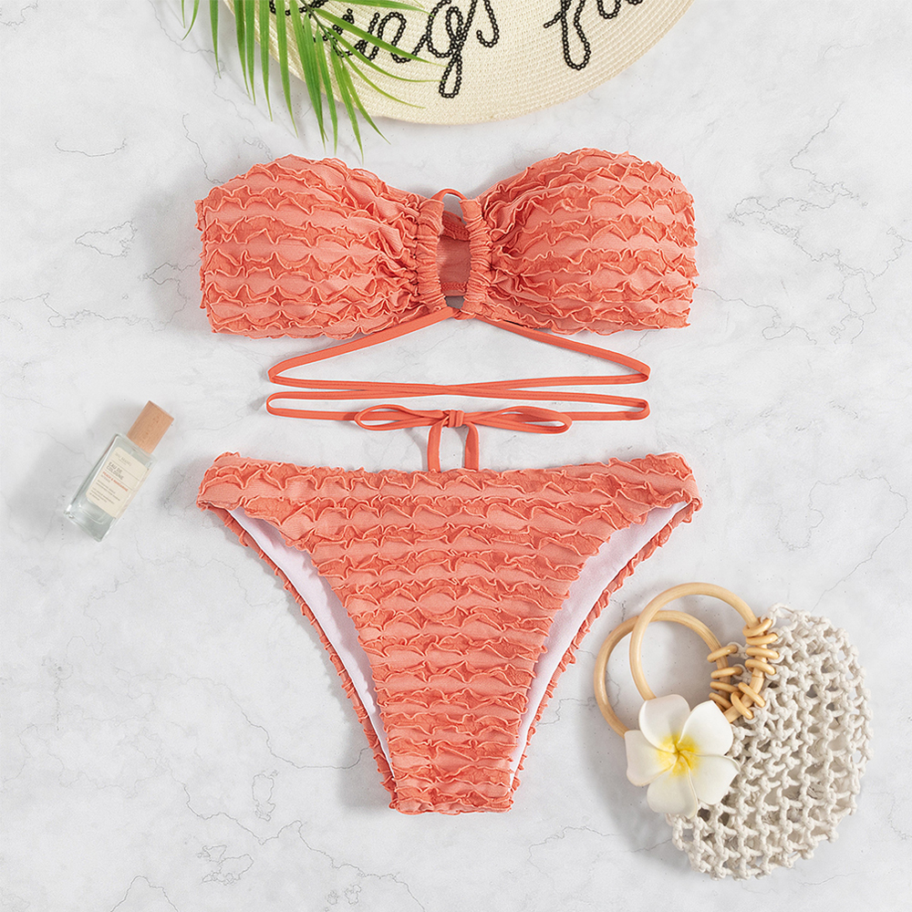 hollow out crochet bikini set