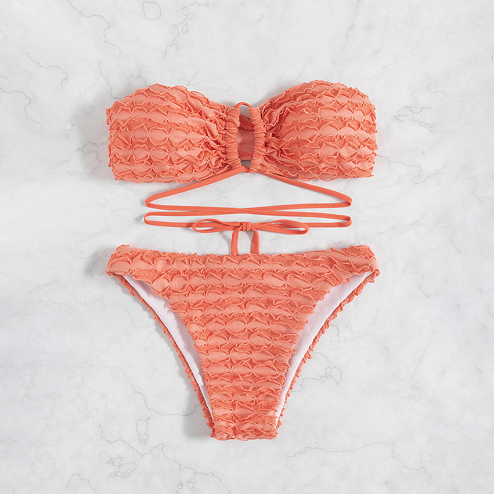 hollow out crochet bikini set