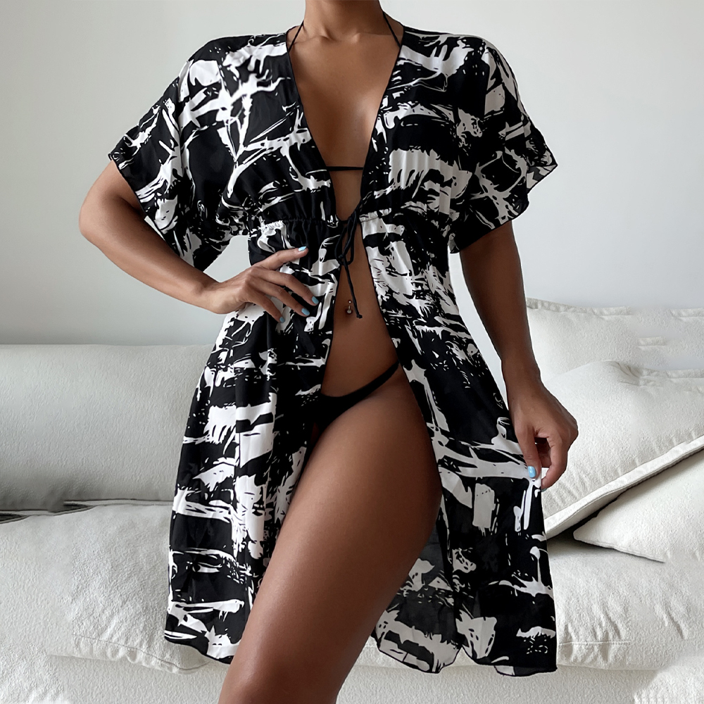 Color Block Women Beach Cover Up